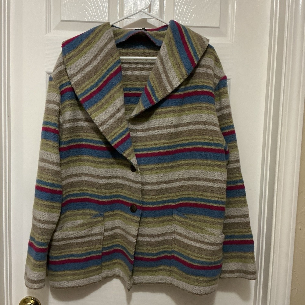 Ranch Exit Women's Vintage Jacket Blazer M England Vintage Bobo Peasant Striped